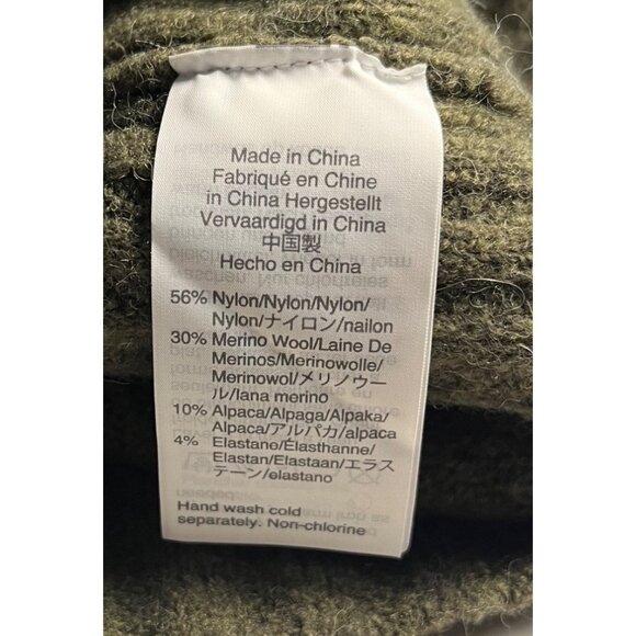 Point Sur Olive Green Mock Neck Wool alpaca Blend Sweater L ribbed details - Picture 4 of 12